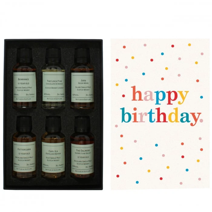 Happy Birthday Multi Coloured Spots 6x3cl Whisky Gift Pack - Image 2