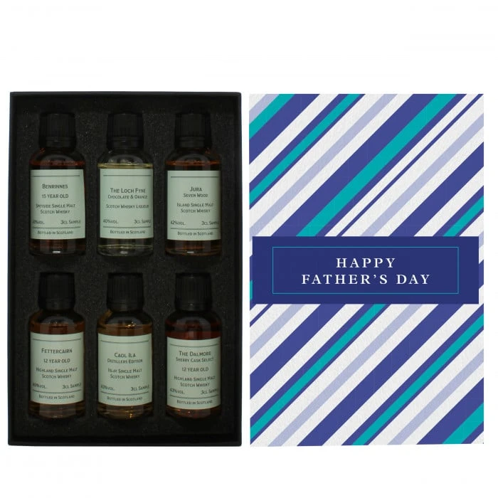 Happy Father's Day Blue Diagonals 6x3cl Whisky Gift Pack - Image 2